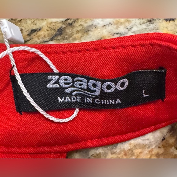 Zeagoo Red Knee Length Dress Size Large Stretch NWT - Picture 6 of 9